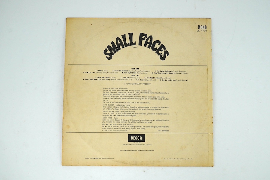 Small Faces; Small Faces LP record album, mono on Decca LK4790, red label, XARL-7217-4A. Condition - fair, some scratches to the surface of the vinyl